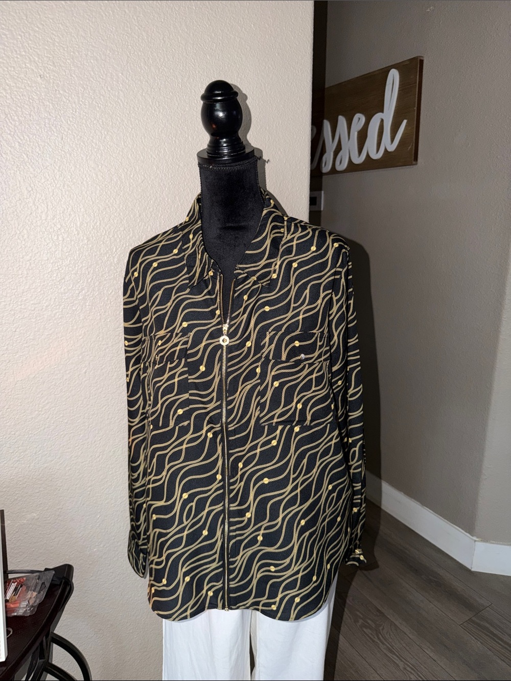 Marc by Marc Jacobs Black Jacket with Gold Wave Pattern